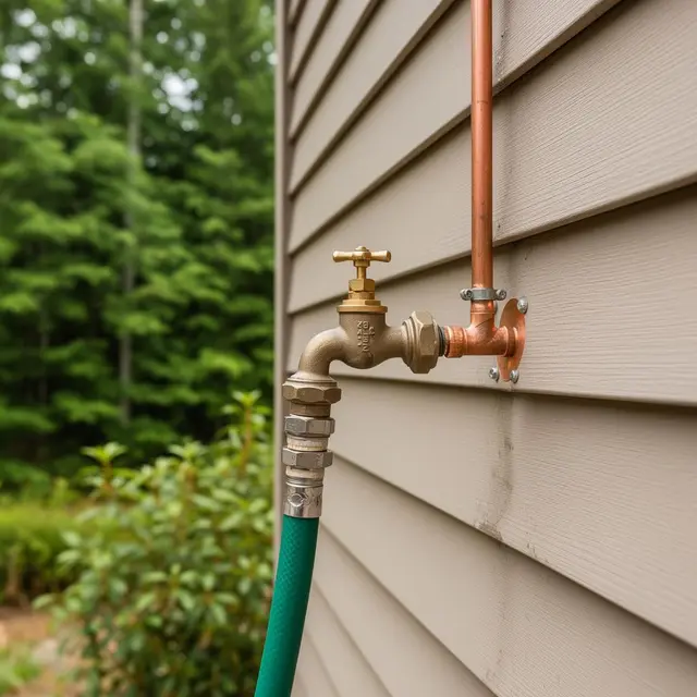 Frost-free hose bib installation with copper pipe on exterior wall in Sandy OR – Efficiency Plumbing
