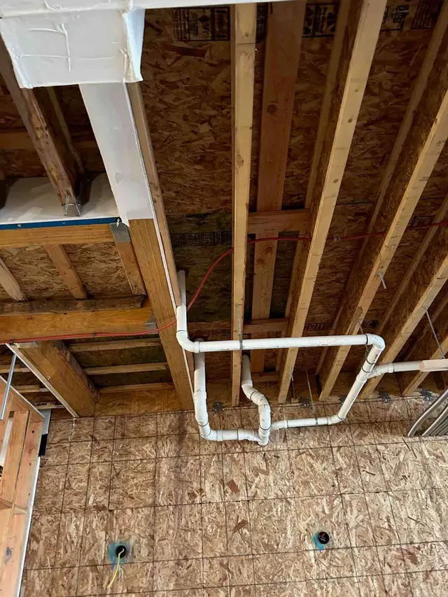 PVC drain line rough-in for new construction plumbing in Boring OR – Efficiency Plumbing